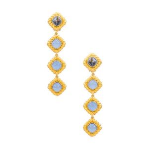 VALERE annabella blue sapphire quartz earrings clip on gold NWT and jewelry box